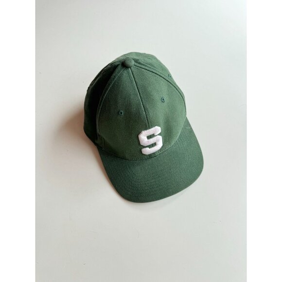 NIKE Michigan State Spartans Green Cotton Canvas Flexfit S Logo Baseball Hat - Picture 2 of 12